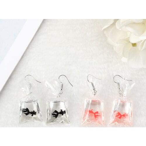 1pair Cute Resin Goldfish Starfish Charms Drop Earring Small Fish In Water Bag Earrings Jewelry for Children and Woman