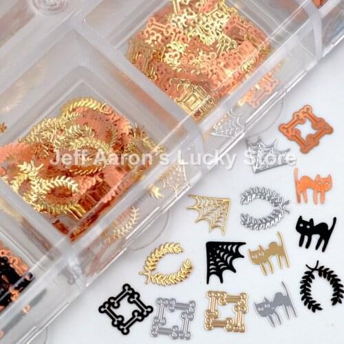 Mixed Style Black Gold Silver Nail Art Decoration Slice Alloy Sequin Nail Nail Foil Stickers Decal New Arrival