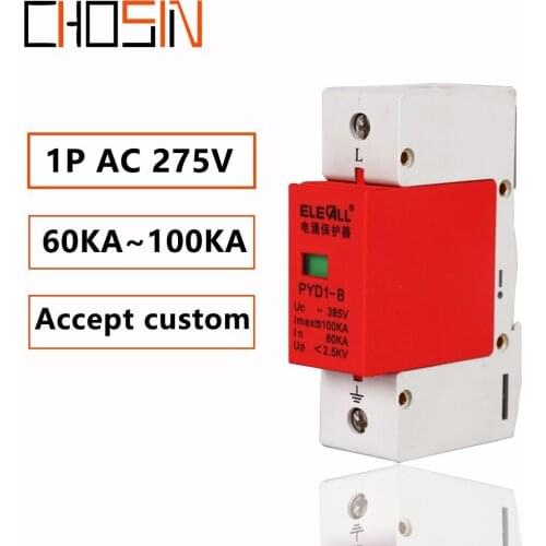 Surge Protector B100-1P 60KA~100KA 275V 385V 420V AC Spd House Protective Low-voltage Arrester Device Lightning Protection