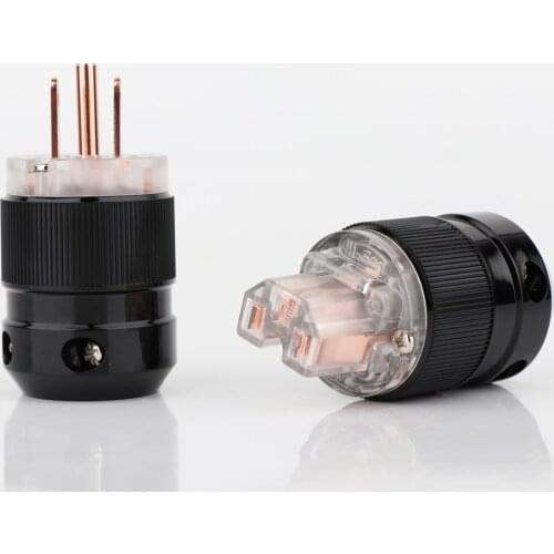 High Quality CMC Style Audio US Version Brass Red Copper Plated Power Plug Male/IEC Female Connector