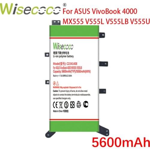 Wisecoco C21N1408 5600mAh Battery For ASUS VivoBook 4000 V555LB X555LN MX555 V555L + Tracking Number