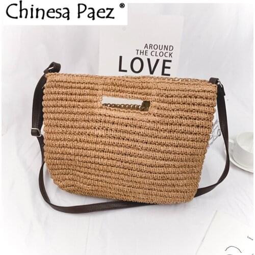 New popular womens straw bag paper shoulders soft-woven bag quality art and hobby card holiday woven bag female beach bag