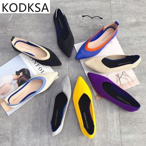 Womens Stretch knitted mixed color moccasins breathable cozy work shoes brief slip-on fashion ladies flats light driving loafers