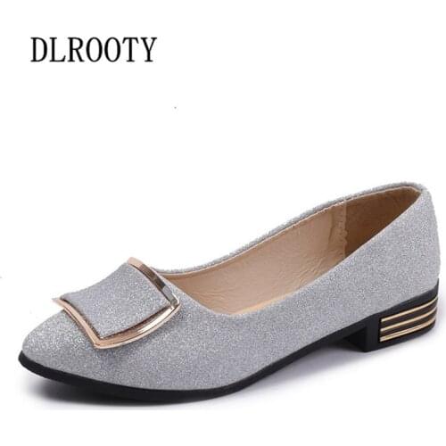 Women Flats Shoes Loafers Woman Summer Fashion Pointed Toe Metal Decoration Sweet Flat Casual Shallow Solid Slip-On Comfortable