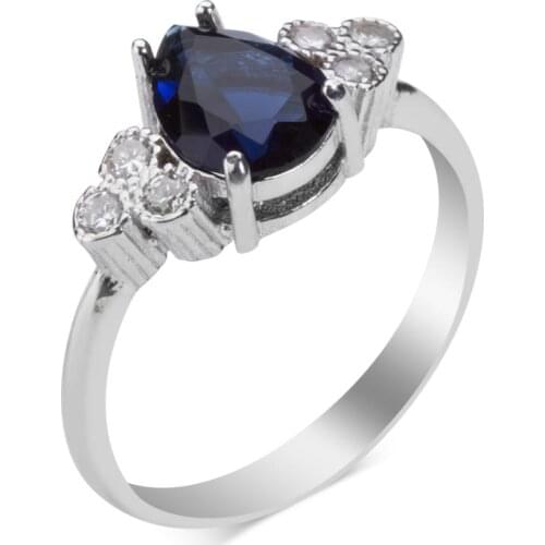 Drop Model Lavvy Blue Zircon Gemstone Ring Women Dainty Silver Ring High Quality Fashionable 925 Sterling Silver