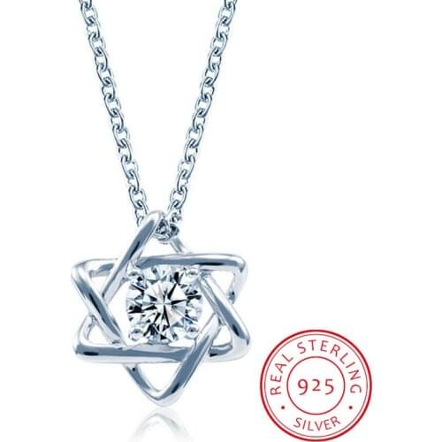 100% real 925 Silver necklace with round zirconia pendent 925 silver jewelry woman wedding party gift