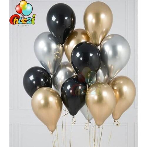 15pcs Chrome Metallic latex ballons 12 inch Gold Silver Wedding Birthday Party Helium globos Photography supplies baby shower