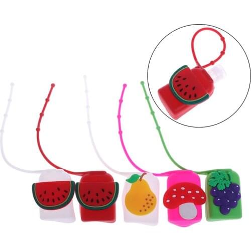 1Pc 30ml Cartoon Fruit Mini Portable Traveling Refillable Bottle Silicone Hand Sanitizer Cover Random