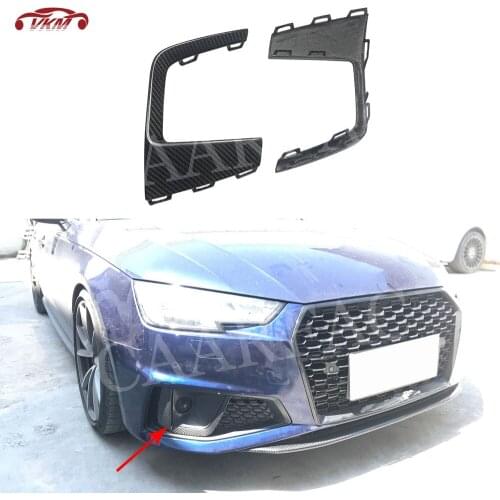 Dry Carbon Fiber Front Fog Lamp Frame For Audi A4 S4 2019 Front Bumper Decorative Trim Car Accessories