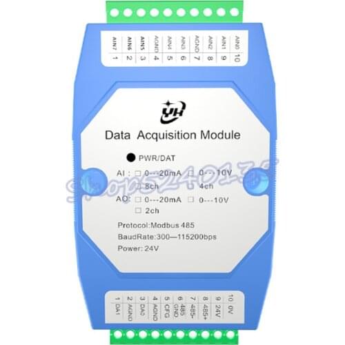 4-20ma 0-10V analog data acquisition module input and output to RS485 Modbus RTU with isolation module