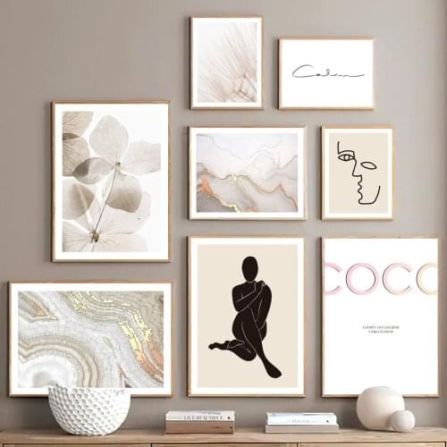 Abstract Girl Face Marble Dandelion Leaf Nordic Posters And Prints Art Canvas Painting Wall Pictures For Living Room Home Decor