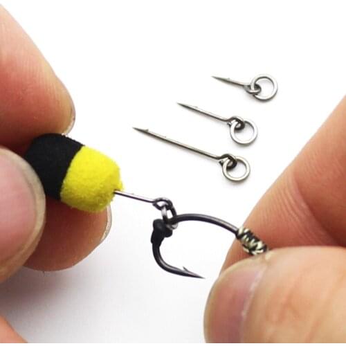 30PC Carp Fishing Accessories Micro Barbed Bait Sting with Rings and Hook Stop Beads Carp Bait Spike Pins for Carp Feeder Tackle