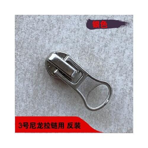 Free shipping 50pcs/lot 3# Silver Nylon zipper slider quilt cover pocket tent case bag reverse zipper slider with auto lock