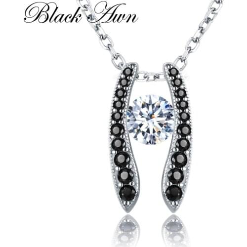 Black Awn Casual Arrive 925 Sterling Silver Fine Jewelry Trendy Flower Engagement necklaces & pendants for Women K009