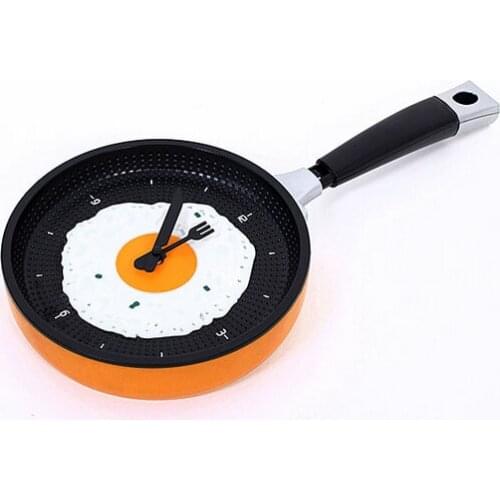 1 piece 8 color choose new Creative Omelette Fry Pan Kitchen Fried Egg Design Wall Quartz Clock Decor Fashion wall clock