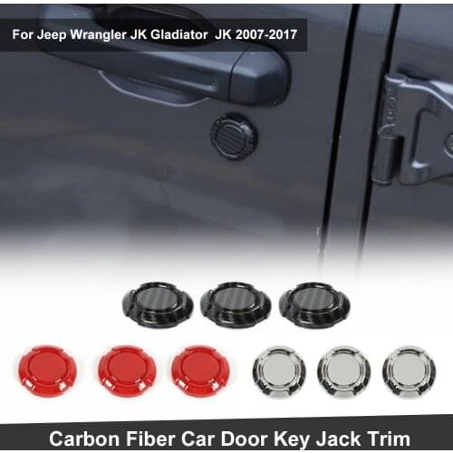 Carbon Fiber Car Door Key Jack Hole Decoration Cover for Jeep Wrangler JK 2007-2017 Exterior Accessories