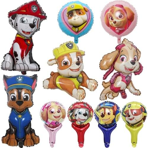 Genuine Paw Patrol Aluminum Balloon Cartoon Character Chase Marshall Skye Rubble Dog Balloon Birthday Decoration Anime Figures