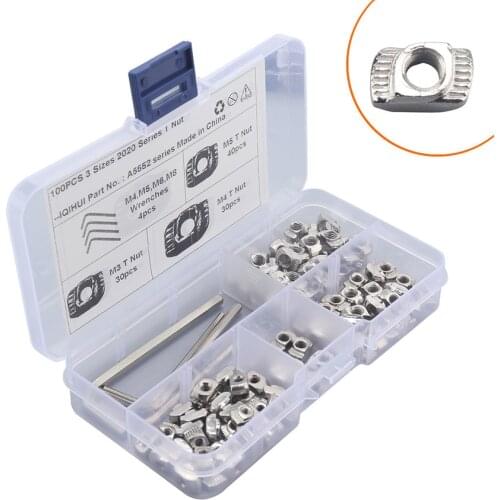 180PCS 2020 Series T Nuts M3 M4 M5 T Slot Nut Hammer Head Fastener Nut for Aluminum Profile