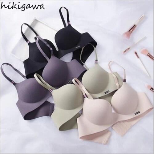HIkigawa Fashion Women Push Up Bra Underwear Comfortable Sleep Bra Seamless Traceless Adjustable Simplicity Sexy Lingerie