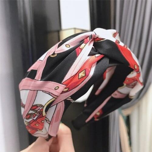 Imixlot 1PC New Fashion Knotted Wide Printed Crossed Turban Headband Women Girls Summer Headwear Hair Accessories