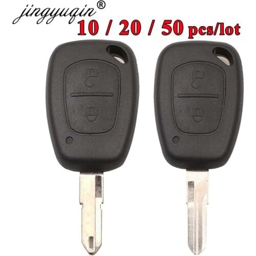 Jingyuqin 10/ 20/ 50pcs Remote Car Key Case Empty Shell Replacement 2 Button for Renault Traffic/Master/Vivaro/Movano/Kangoo
