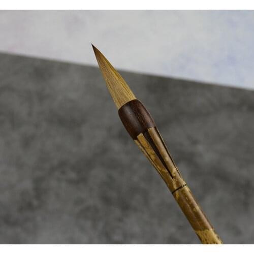 Fine winter tail pure wolf hair brush, a pure handmade Xiangfei bamboo inlaid mahogany pen for adult calligraphycalligraphy