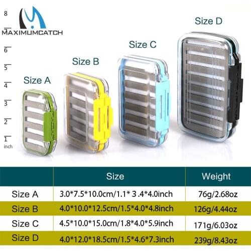 Maximumcatch Fly Box Waterproof Slit Foam High Density 4 size Fly Fishing Tackle Box