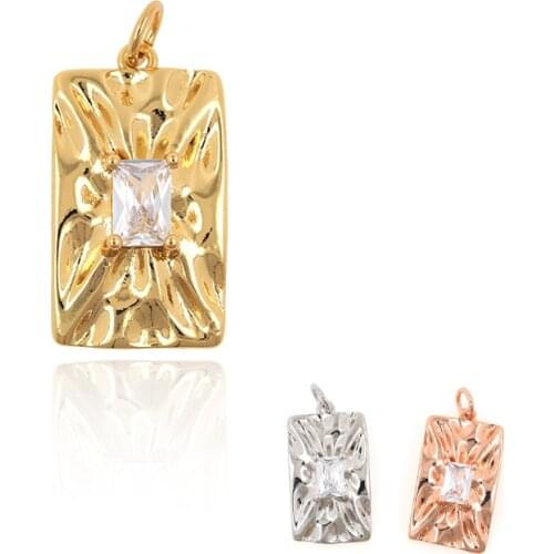 Pendants Necklaces Brass Zircon Square Charm Fashion DIY Jewelry Accessories