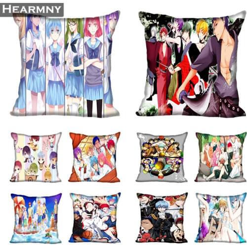 Kuroko No Basket Pillow Cover Bedroom Home Office Decorative Pillowcase Square Zipper Pillow Cases Satin Soft No Fade