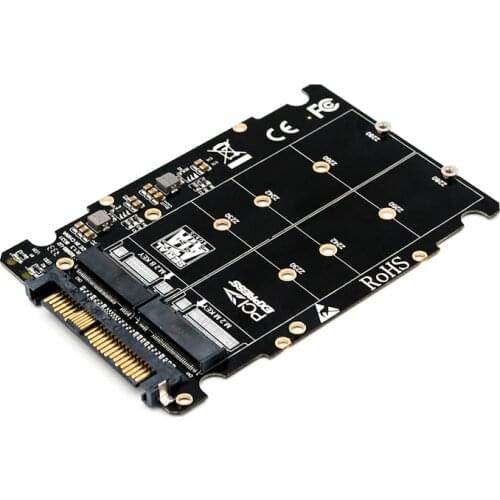 M.2 SSD to U.2 Adapter 2in1 M.2 NVMe and SATA-Bus NGFF SSD to PCI-e U.2 SFF-8639 Adapter PCIe M2 Converter for Desktop Computers