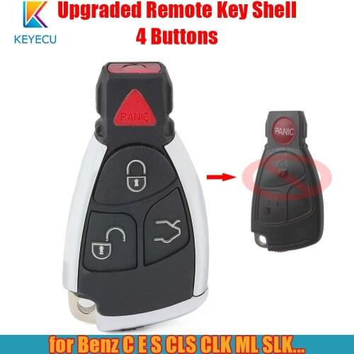 Keyecu Upgraded Remote Key Shell Case Cover 4 Buttons for Mercedes Benz C E S CLS CLK ML SLK 1999 2000 2001 2002 2003 2004 2005