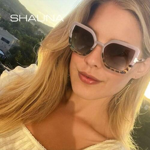 SHAUNA Retro Oversized Cat Eye Sunglasses Women Fashion Grey Tea Gradient Eyewear Shades UV400 Men Square Trending Sun Glasses