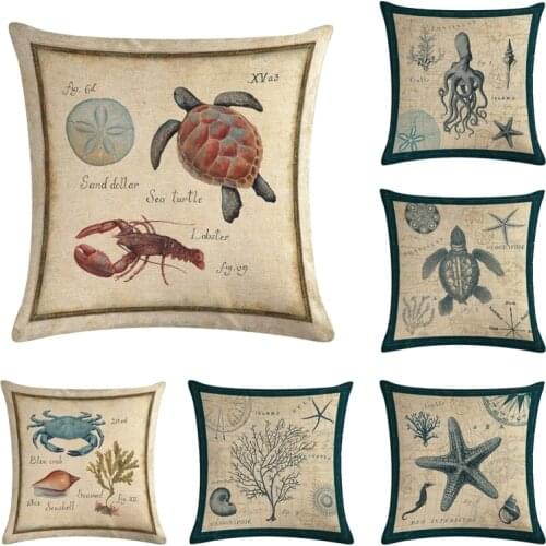 45x45cm Turtle Crab Family Cushion Cover Soft Plush Pillow Case Home Room Office Decoration Back Throw Sofa Cushion Cover