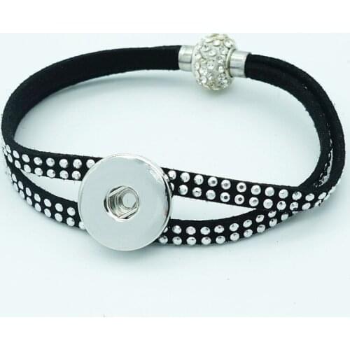 New SE0167 Fashion 5colors velvet rhinestone&Clay Magnet buckle snap bracelet 19cm fit 18MM snap button snap jewelry