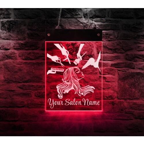 Hair Stylist Hairdresser Acrylic Display Board Custom Barber Shop Beauty Salon Open Sign Led Business Rectangle Man Cave