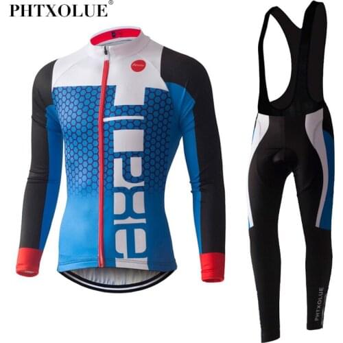 PHTXOLUE Men Long Sleeve Pro Cycling Set Maillot Ciclismo Spring Autumn Mtb Jersey Bike Wear Clothes Cycling Clothing
