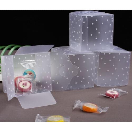 10pcs Transparent Candy Box PVC Square Boxes Chocolate Snacks Sweet Gift Box Cube Wedding Favor Mariage Birthday Party Supply