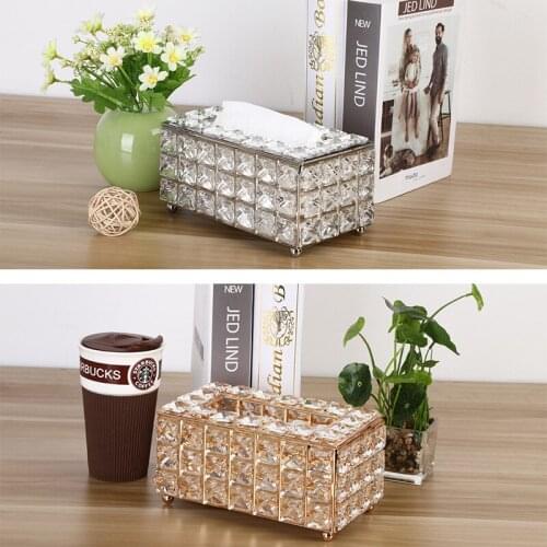 European Style Crystal Facial Tissue Box Holder Crystal Cube Napkin Dispenser Bedroom Office Hotel Cafe Coffee House Bar ZH262