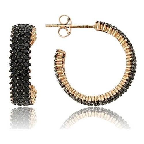 Silverlina Silver Three Row Black Tamtur Earrings