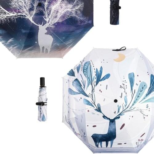 Illustration Boys Folding Sun Umbrellas Compact Travel Umbrellas Outdoor Parasol Students Rain Umbrella Women Anti-UV Paraguas