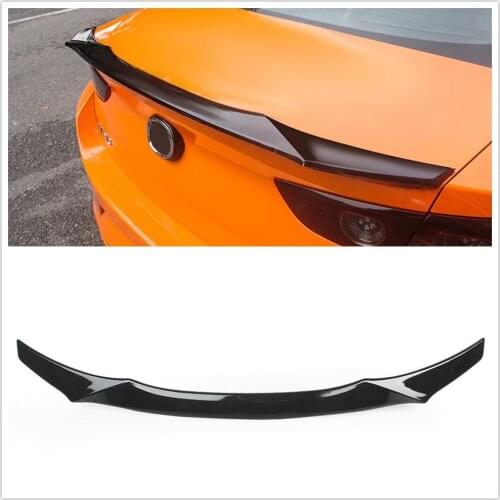 Rear Wing Trunk Spoiler Cover Trim For Mazda 3 Axela 2019-2020 Carbon Fiber Look Exterior Car Bumper Splitter Lip Tail Bracket