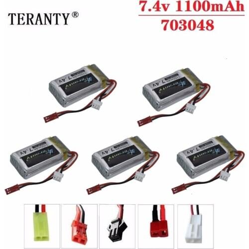 Upgrade Power 1000mah to 1100mah For MJXRC X600 U829A U829X X600 F46 X601H JXD391 FT007 RC Toys 2S 7.4V Lipo Battery 703048 5Pcs
