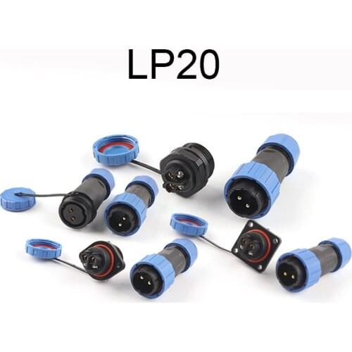 LP/SP20 IP68 Waterproof Connector 2-7 Pin Aviation plug&socket Male Female Cable Connectors Set Solderless Screw Crimp