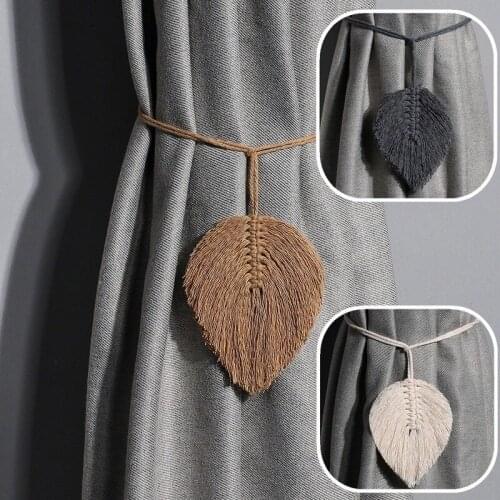 1Pc Leaf Macrame Curtain Tiebacks Braided Curtain Tieback Holdback Window Curtain Home Room Bedroom Decoration