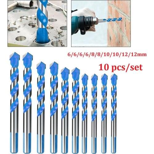 10PC Triangle Drill Bits Tile Drill Bit Set Carbide Tip For Wood Metal Masonry Drilling Glass Drill Bit Triangle Bits Ceramic