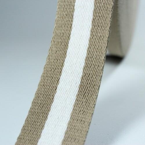 10 yards from the batch 38mm 1.4 "wide webbing haki white khaki striped polyester cotton ribbon twill bag
