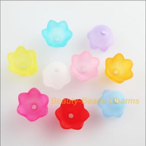 140 New Acrylic Charms Plastic Horn Flower Spacer Beads End Caps Mixed 7x9mm