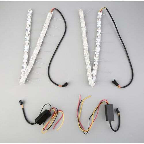 2pcs Car Flexible waterproof Switchback LED Knight Rider Strip Light for Headlight Sequential Flasher Dual Color DRL Turn Signal