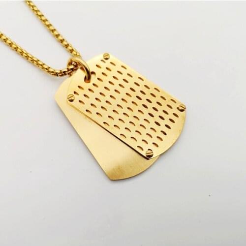 2019 New IP black 316L Stainless steel 2pcs dog tag pendant necklace mens fashion jewelry necklace dog tag necklace CARA0471
