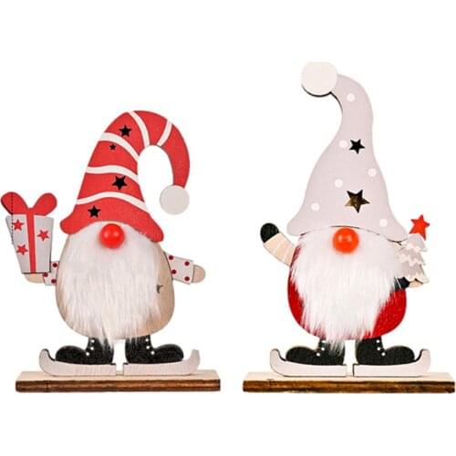 2021 Wooden Rudolph Gnome Ornament With Lights LuminousTable Decorative Light Up Gnome New Christmas Decoration Birthday Gift